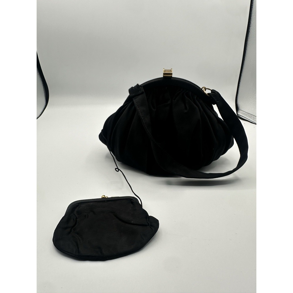 Vintage Black Evening Bag Garay With Coin Holder Made Of Wool